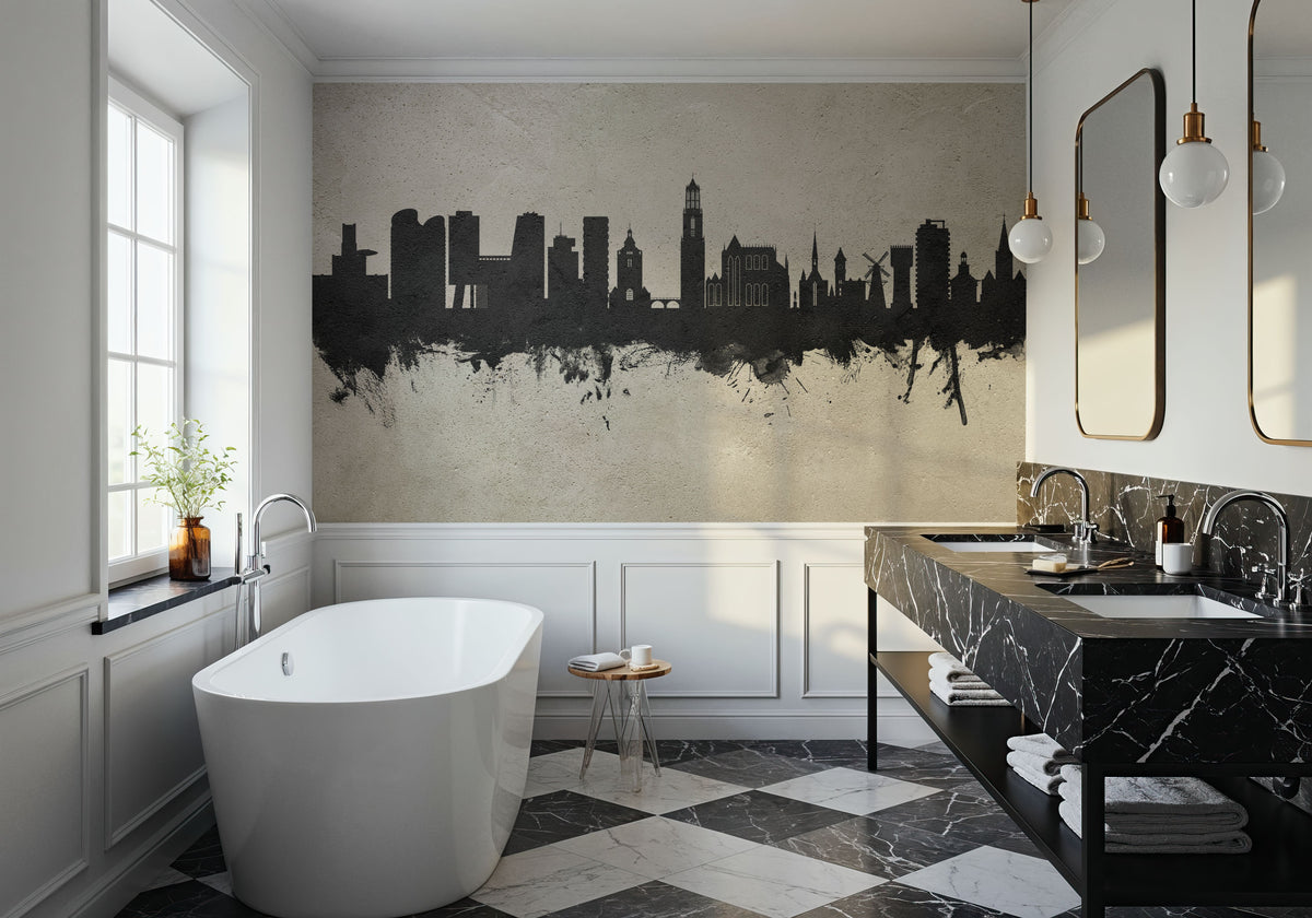 Utrecht the Netherlands Skyline Concrete Mural Wallpaper - room preview 05