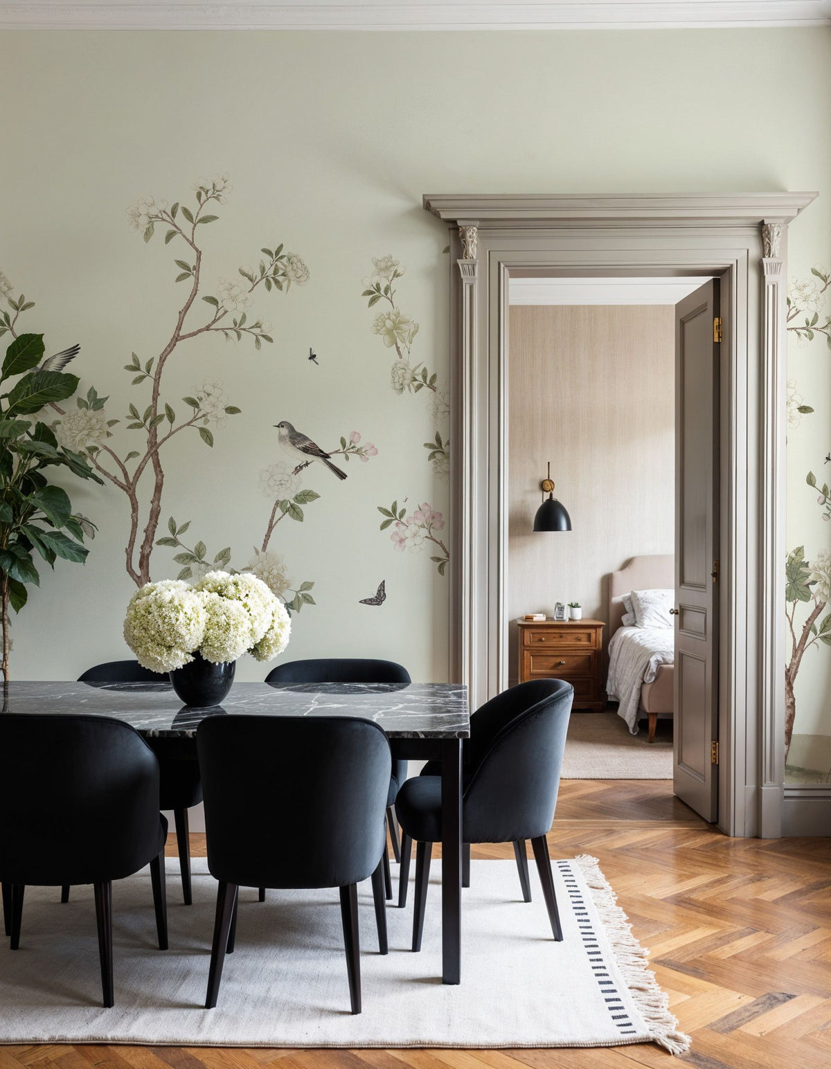 Peony Tree, Creme Mural Wallpaper - room preview 05