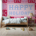 Quilted Christmas I Mural Wallpaper - Red Tone - room preview 05