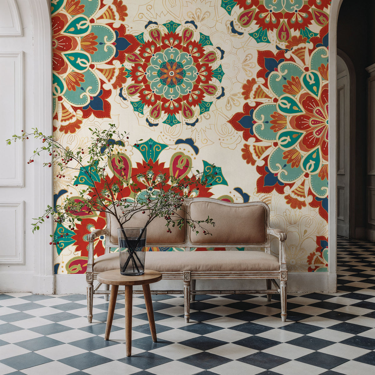 Folk Floral VIII Mural Wallpaper - room preview 05