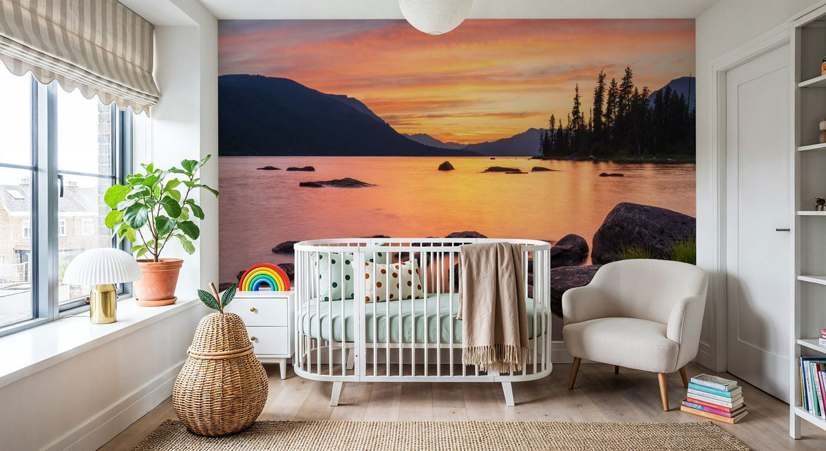 Cascade Mountains Sunset Mural Wallpaper - room preview 05