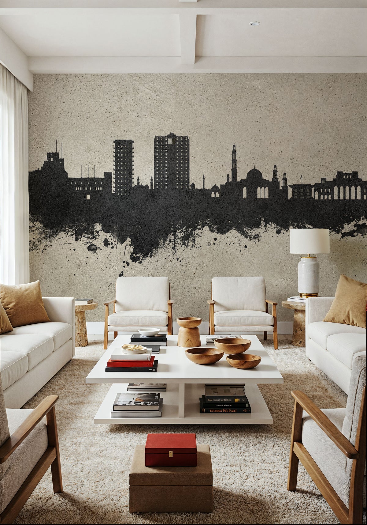 Muscat Oman Skyline Concrete Mural Wallpaper - room preview 05