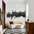 Pamplona Spain Skyline Black & White Mural Wallpaper - room preview 05