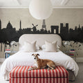 Paris Skyline Concrete Mural Wallpaper - room preview 05
