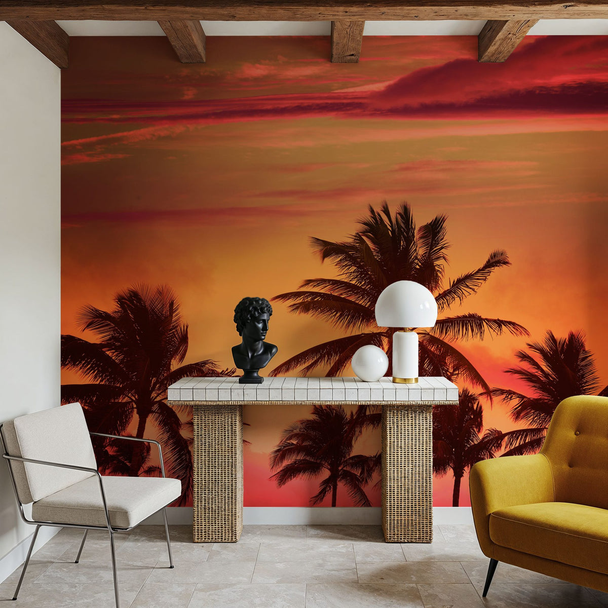 Miami Beach Sunset Mural Wallpaper - room preview 05