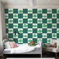 Fish Checkers, Green Mural Wallpaper - room preview 05