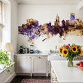Providence Rhode Island Skyline Purple & Gold Mural Wallpaper - room preview 05