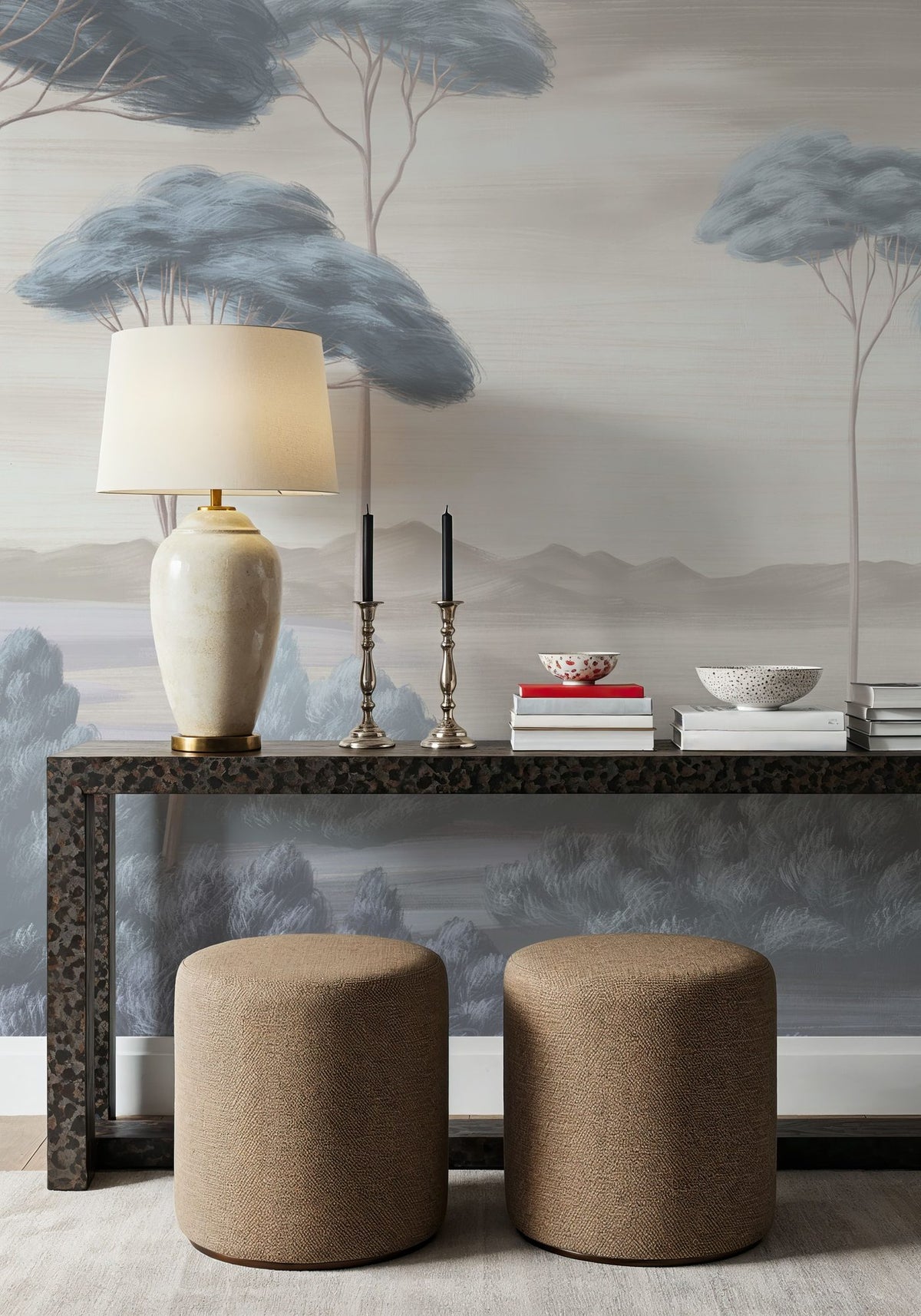 Verdant Horizon, Glacier Blue Mural Wallpaper - room preview 05