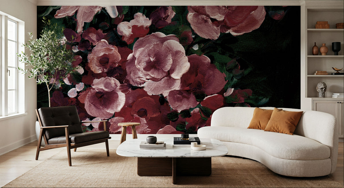 Botanical Elegance Burgundy I Mural Wallpaper - room preview 05
