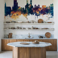 Wintherthur Switzerland Skyline Blue & Bronze Mural Wallpaper - room preview 05