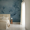 Transcendent Peony, French Blue Mural Wallpaper - room preview 05