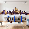 Mobile Alabama Skyline Purple & Gold Mural Wallpaper - room preview 05
