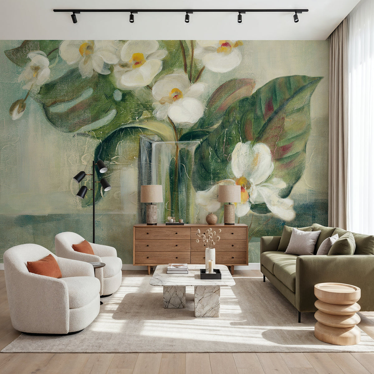 Silver Orchids II Mural Wallpaper - room preview 05