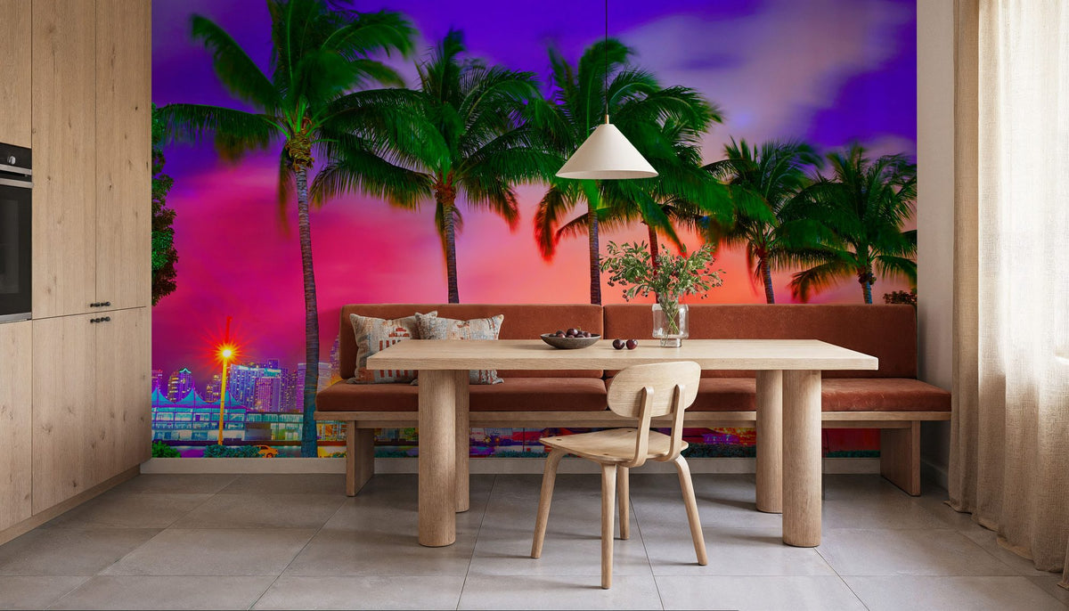 Miami Palm Sunset Mural Wallpaper - room preview 05