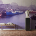 Foggy Fishing Purple Mural Wallpaper - room preview 05