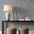 Swaying Lines, Dove Blue Mural Wallpaper - room preview 05