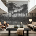 Mediterranean Pine Landscape, Gray Mural Wallpaper - room preview 05