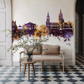 Truro England Skyline Purple & Gold Mural Wallpaper - room preview 05