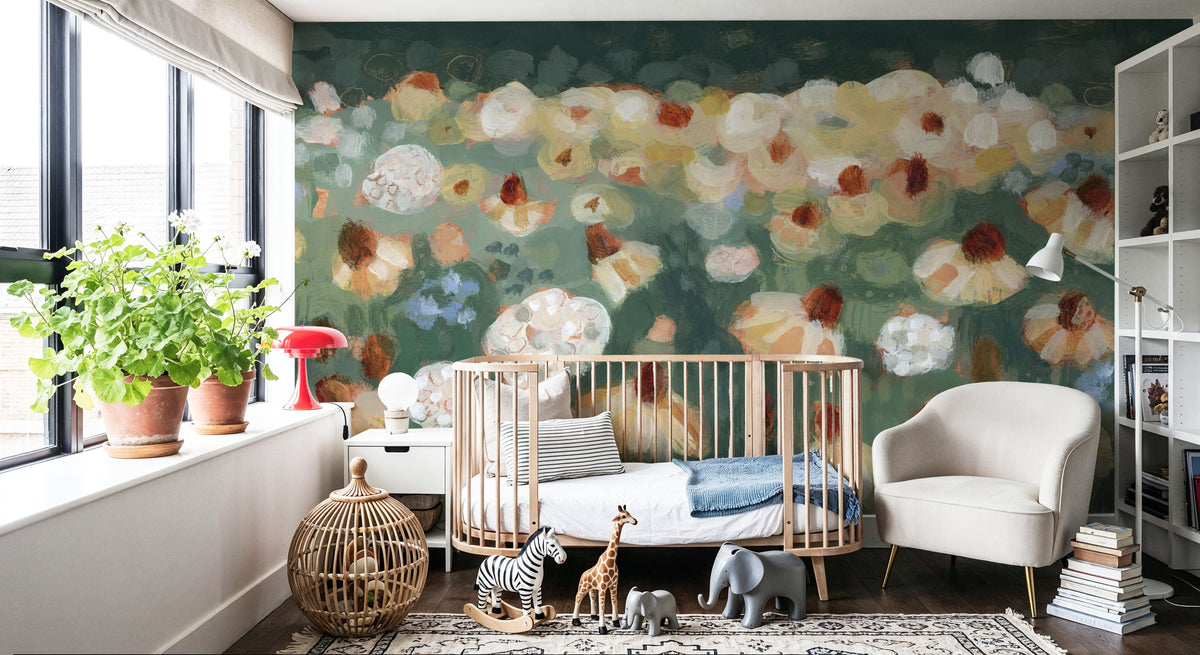 Wildflowers I Mural Wallpaper - Neutral Tone - room preview 05