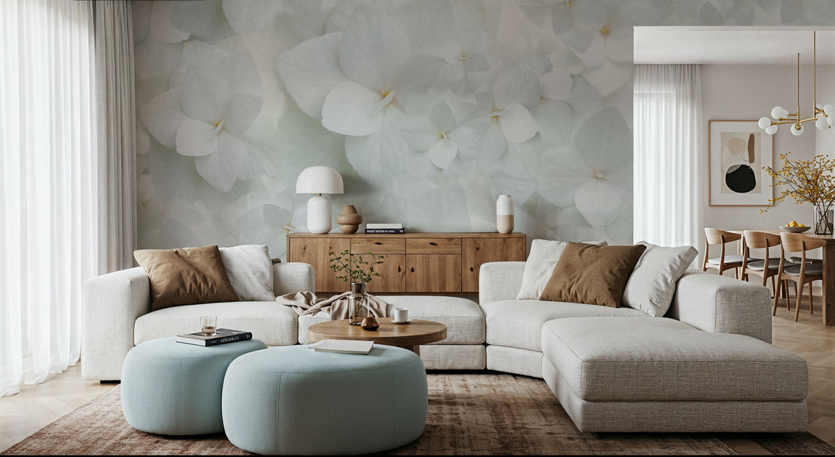 Hydrangea Whites Mural Wallpaper - room preview 05