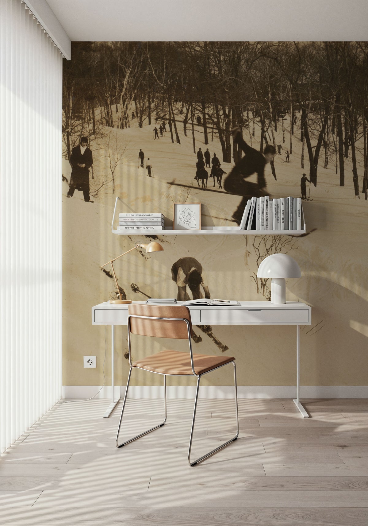 Vintage Skiing Mural Wallpaper - room preview 05