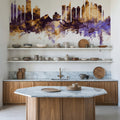 Dubai Skyline Purple & Gold Mural Wallpaper - room preview 05