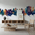 Naples Italy Skyline Blue & Bronze Mural Wallpaper - room preview 05