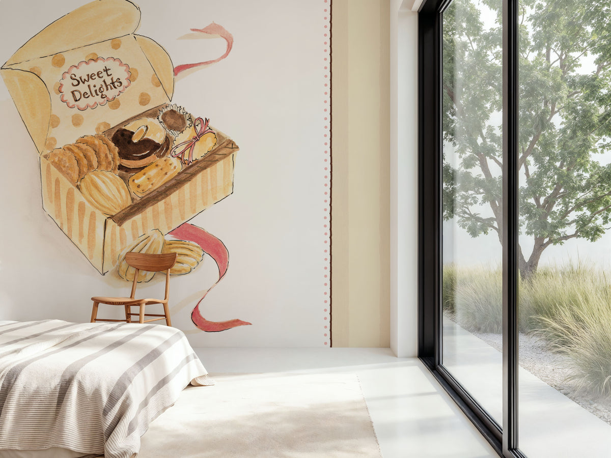 Sweet Delights on Stripes Mural Wallpaper - room preview 05