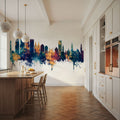 The Hauge Netherlands Skyline Blue & Bronze Mural Wallpaper - room preview 05
