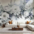 Peony Melody Blue Mural Wallpaper - room preview 05