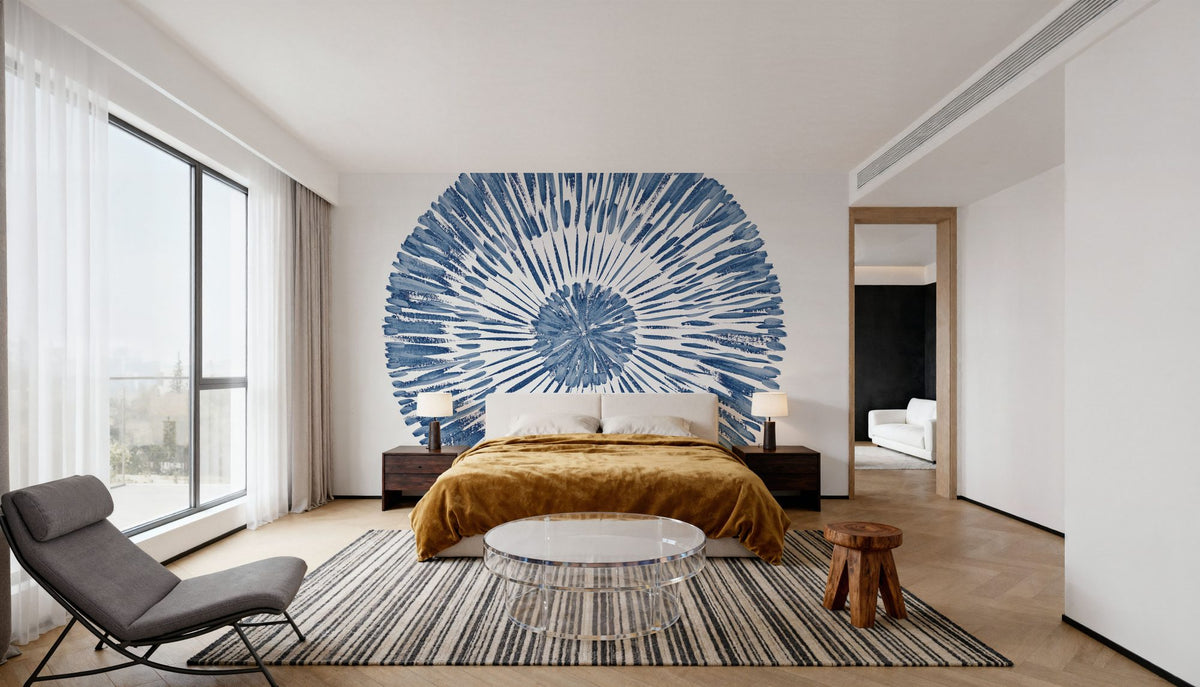 Coastal Block Print II Blue Mural Wallpaper - room preview 05
