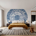 Coastal Block Print II Blue Mural Wallpaper - room preview 05