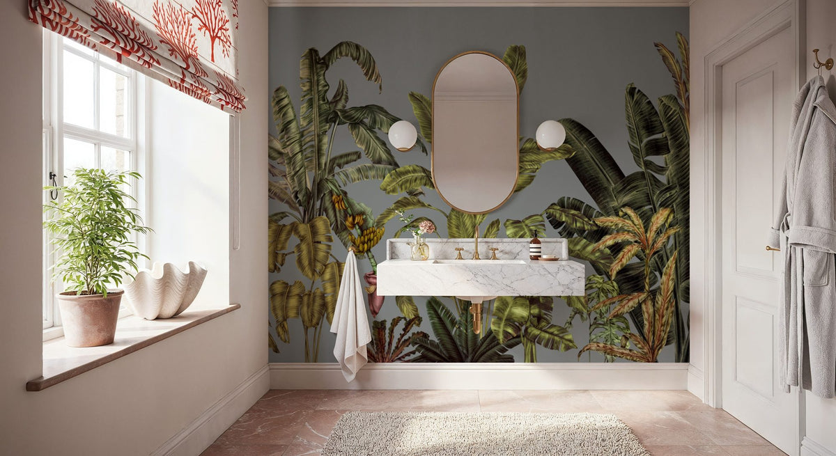 Madagascar Foliage, Blue Mural Wallpaper - room preview 05