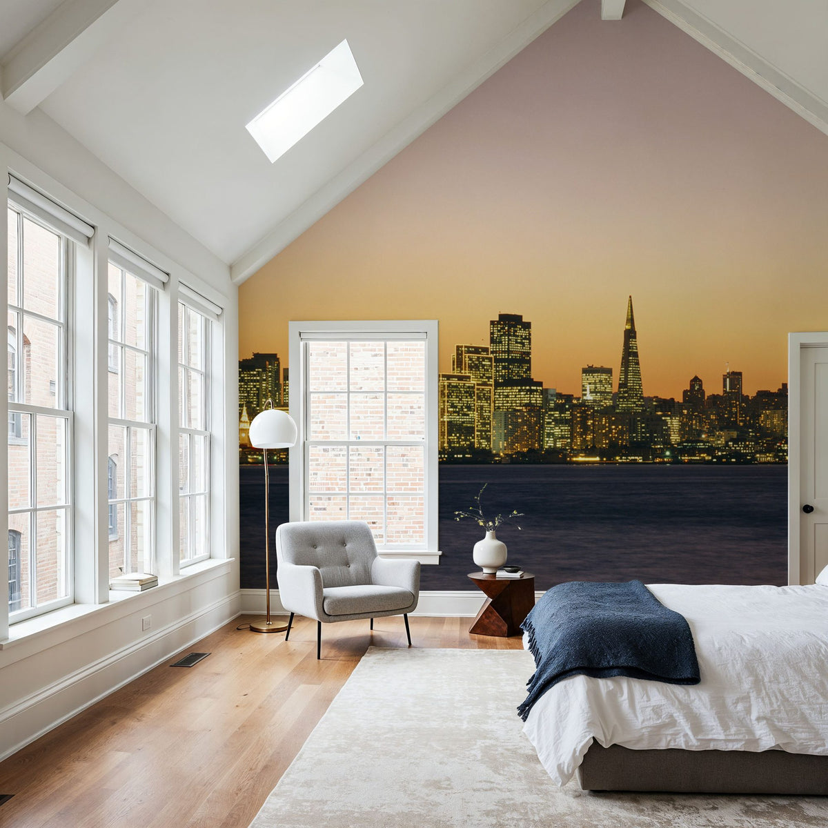 Sunset Metropolis Mural Wallpaper - Red Tone - room preview 05