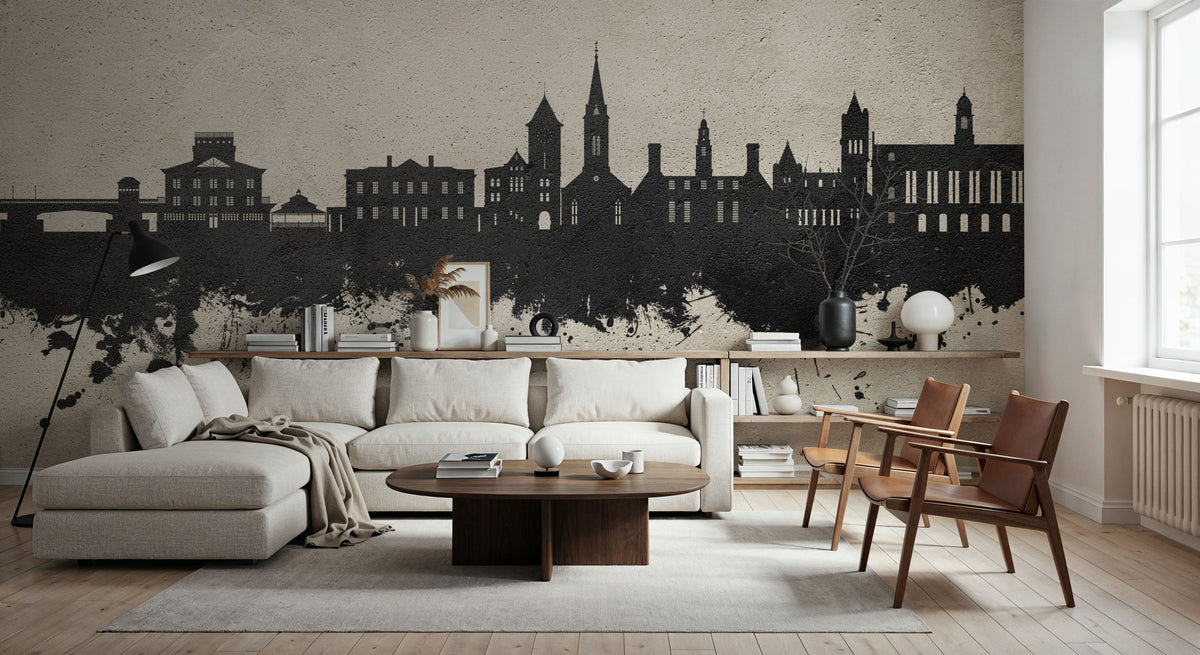New Bern North Carolina Skyline Concrete Mural Wallpaper - room preview 05