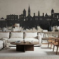 New Bern North Carolina Skyline Concrete Mural Wallpaper - room preview 05