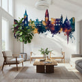 Perth Scotland Skyline Blue & Bronze Mural Wallpaper - room preview 05