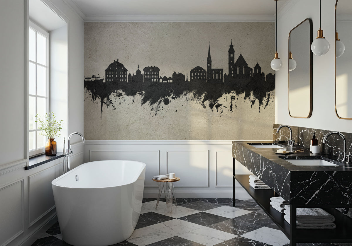 Hallstatt Austria Skyline Concrete Mural Wallpaper - room preview 05