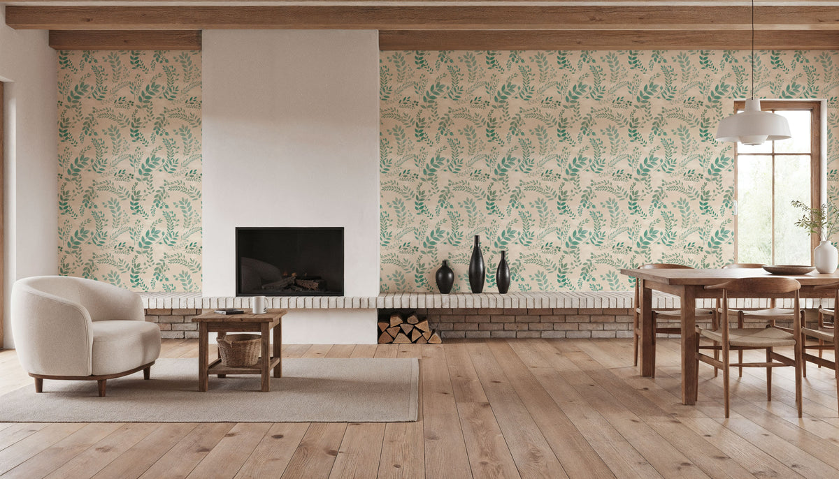 Harvest Sprig White Mural Wallpaper - room preview 05