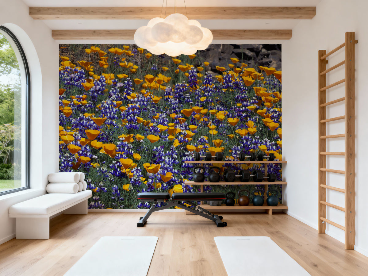 Poppy and Lupine Meadow Mural Wallpaper - room preview 05