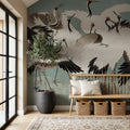 Japanese Flock of Cranes, Calm Ocean Mural Wallpaper - room preview 05