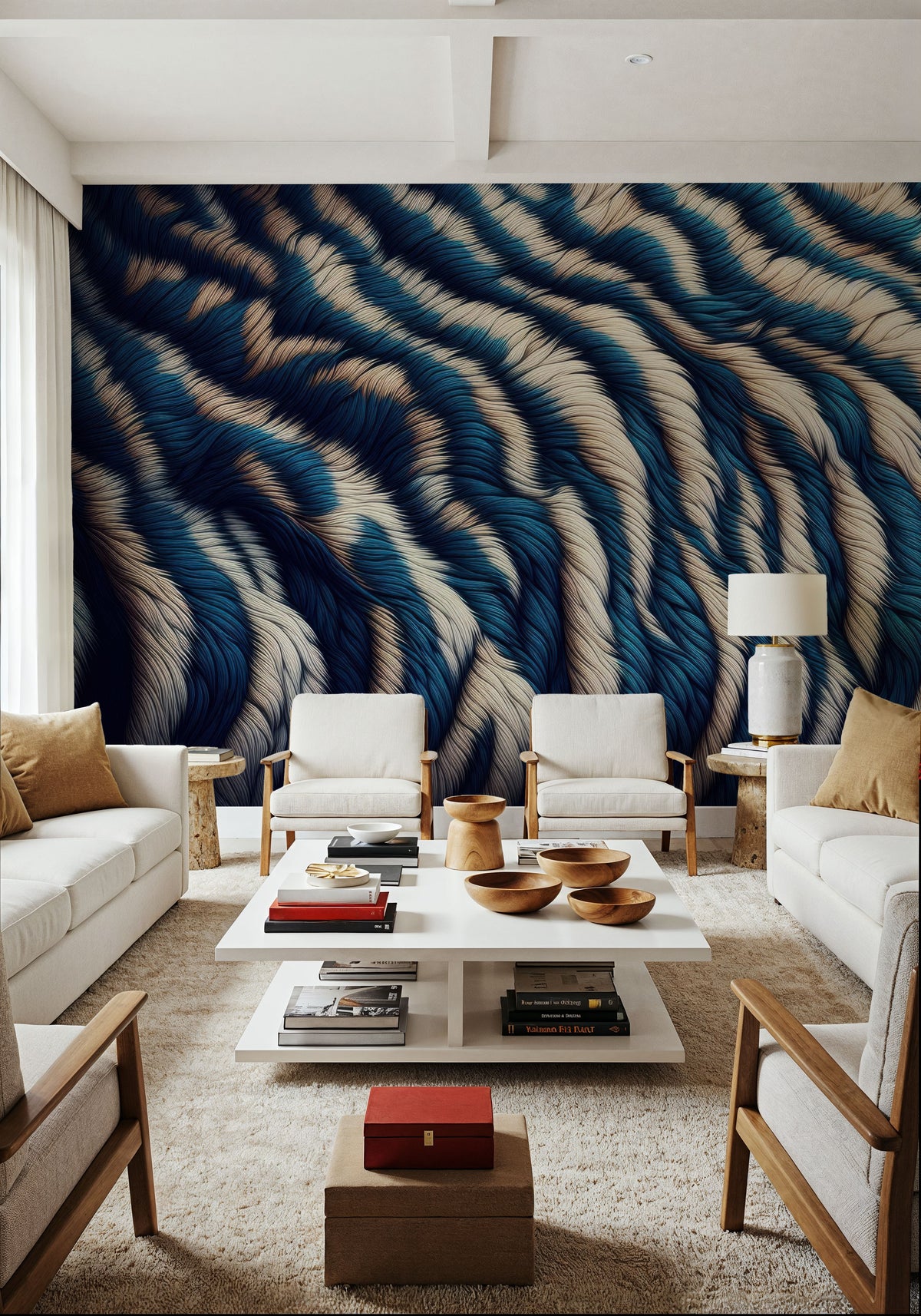 Blue Tiger Mural Wallpaper - room preview 05