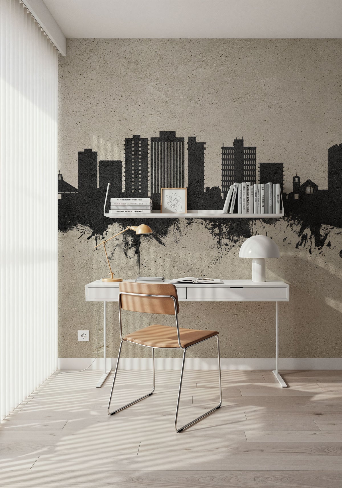 San Mateo California Skyline Concrete Mural Wallpaper - room preview 05