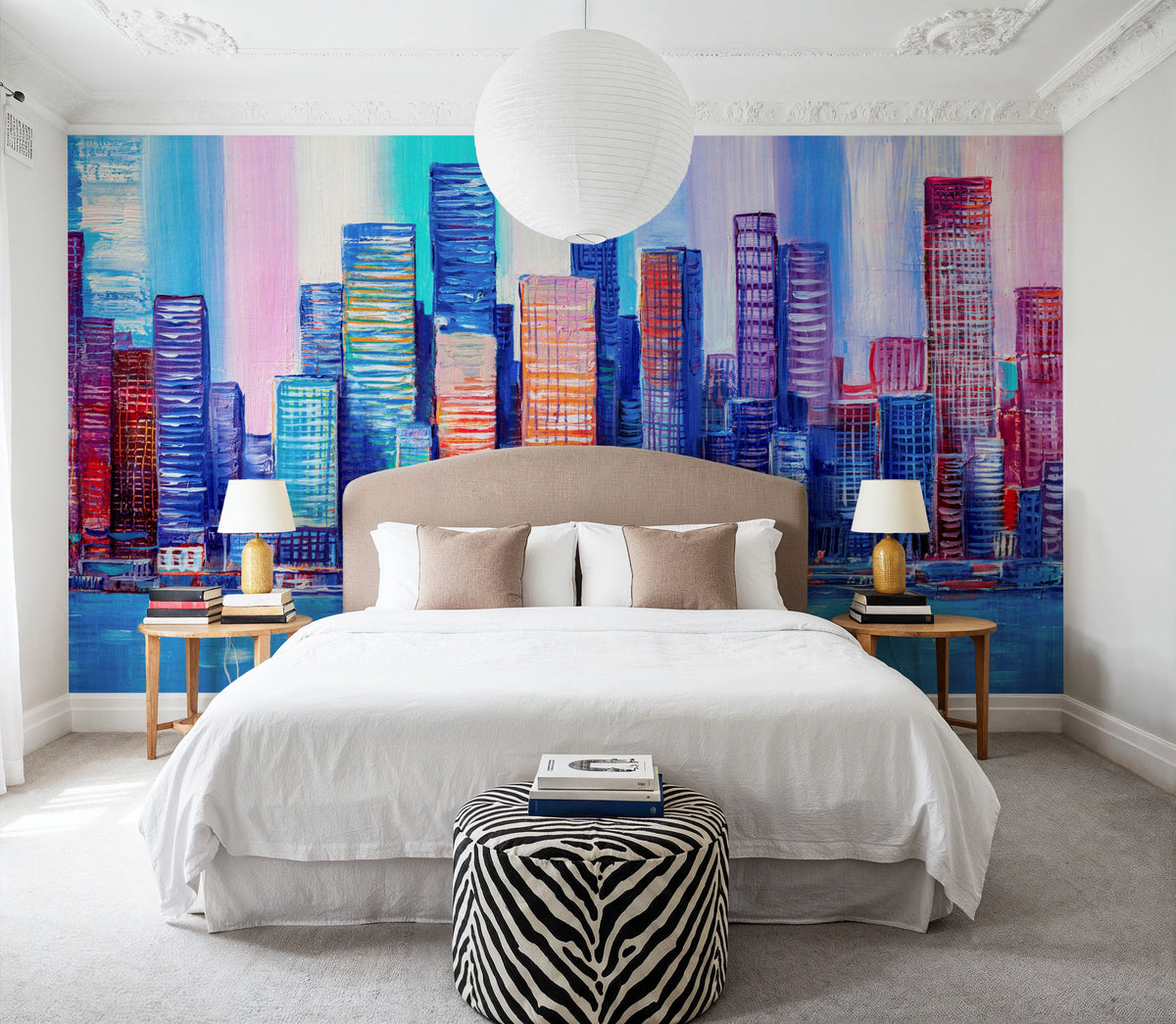 Chromatic Skyline Mural Wallpaper - room preview 05