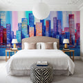 Chromatic Skyline Mural Wallpaper - room preview 05