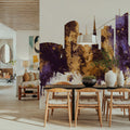 Dortmund Germany Skyline Purple & Gold Mural Wallpaper - room preview 05