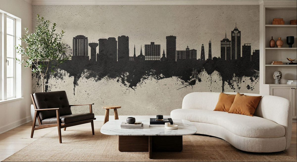 Virginia Beach Skyline Concrete Mural Wallpaper - room preview 05