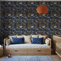 Forest Surprise, Navy Mural Wallpaper - room preview 05
