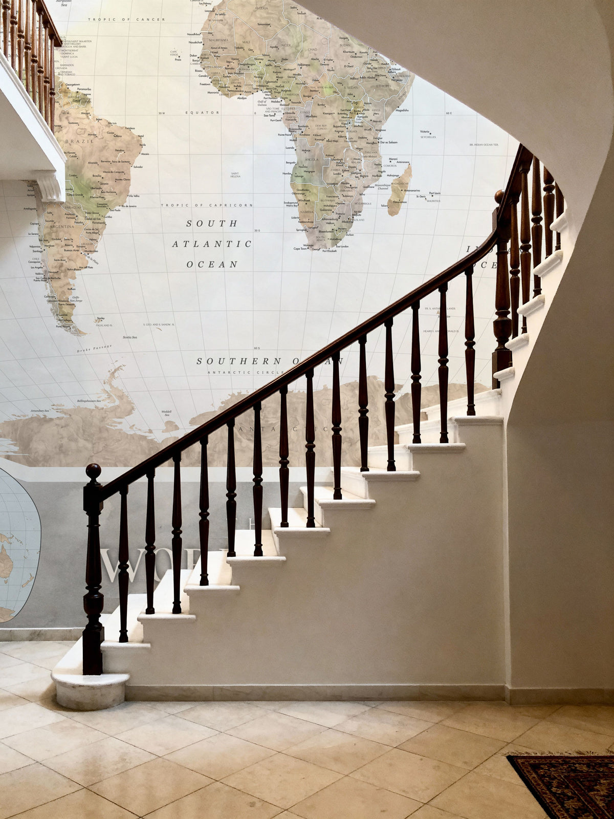 World Map Atlas Brown Mural Wallpaper - room preview 05