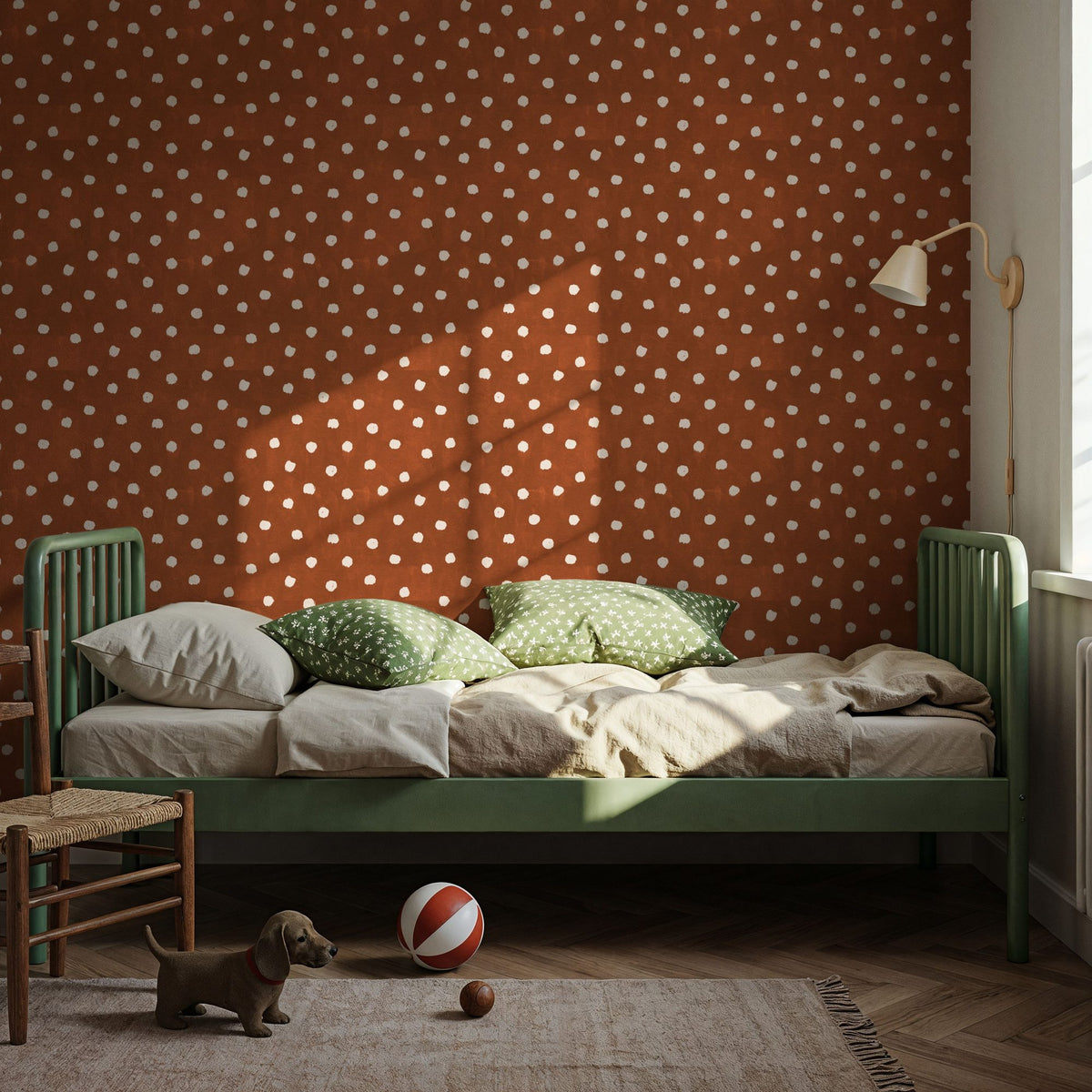 Autumn Dots Brown Mural Wallpaper - room preview 05